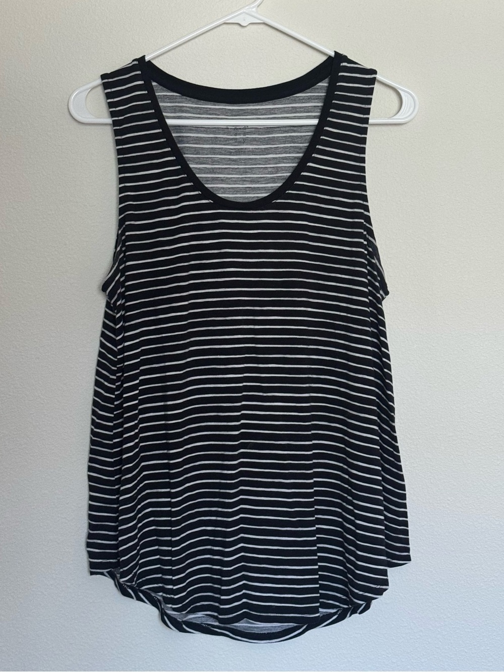 a new day Black and White Striped Scoop Neck Tank